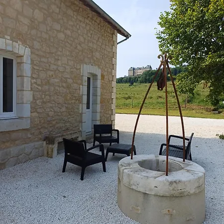 Maison Typique Et Roulotte Vue Sur Le Chateau D'hautefort